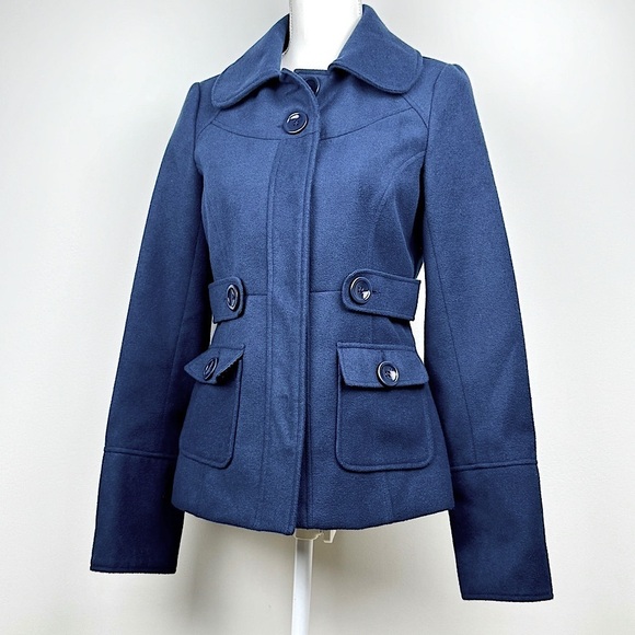 Navy Blue Peacoat Jacket Women’s SZ Small Jack by BB Dakota - Picture 1 of 7